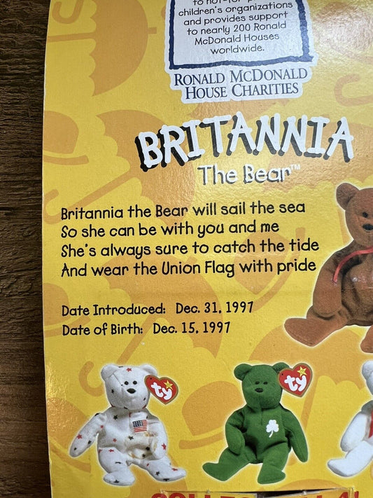 Ty McDonald’s Beanie Babies 1999 Britannia The Bear - Rare with Tag Errors! 