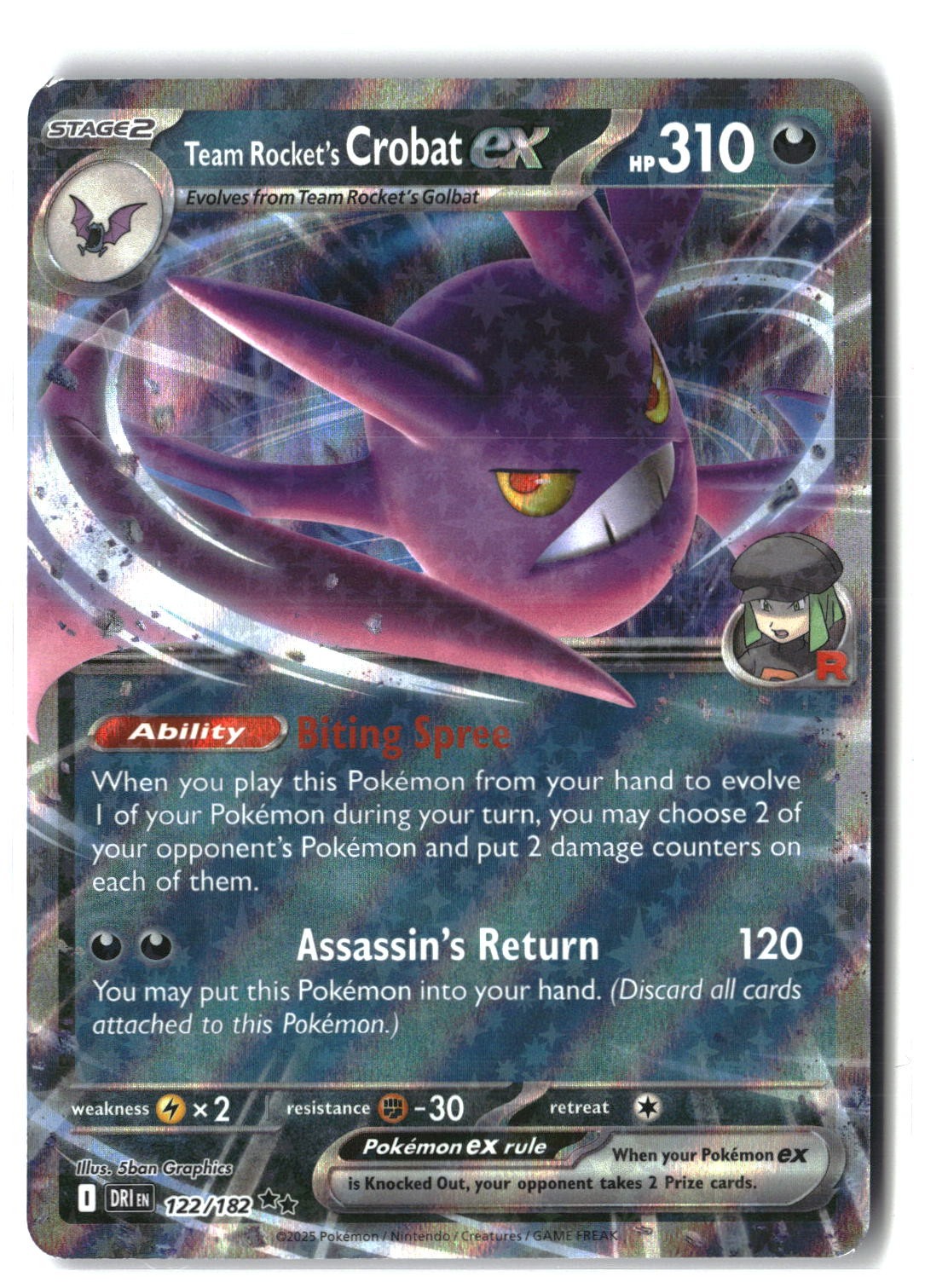 Team Rocket's Crobat ex Holofoil NM (Destined Rivals 122/182)