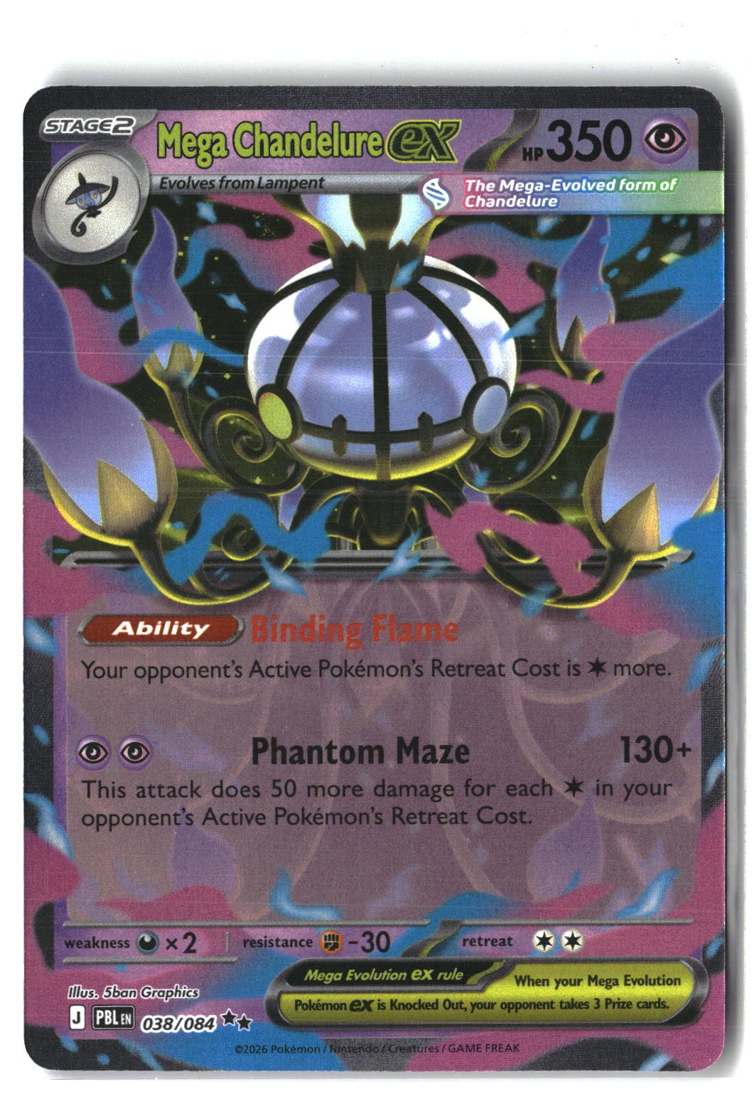 Mega Chandelure ex Holofoil NM (Pitch Black 038/084)