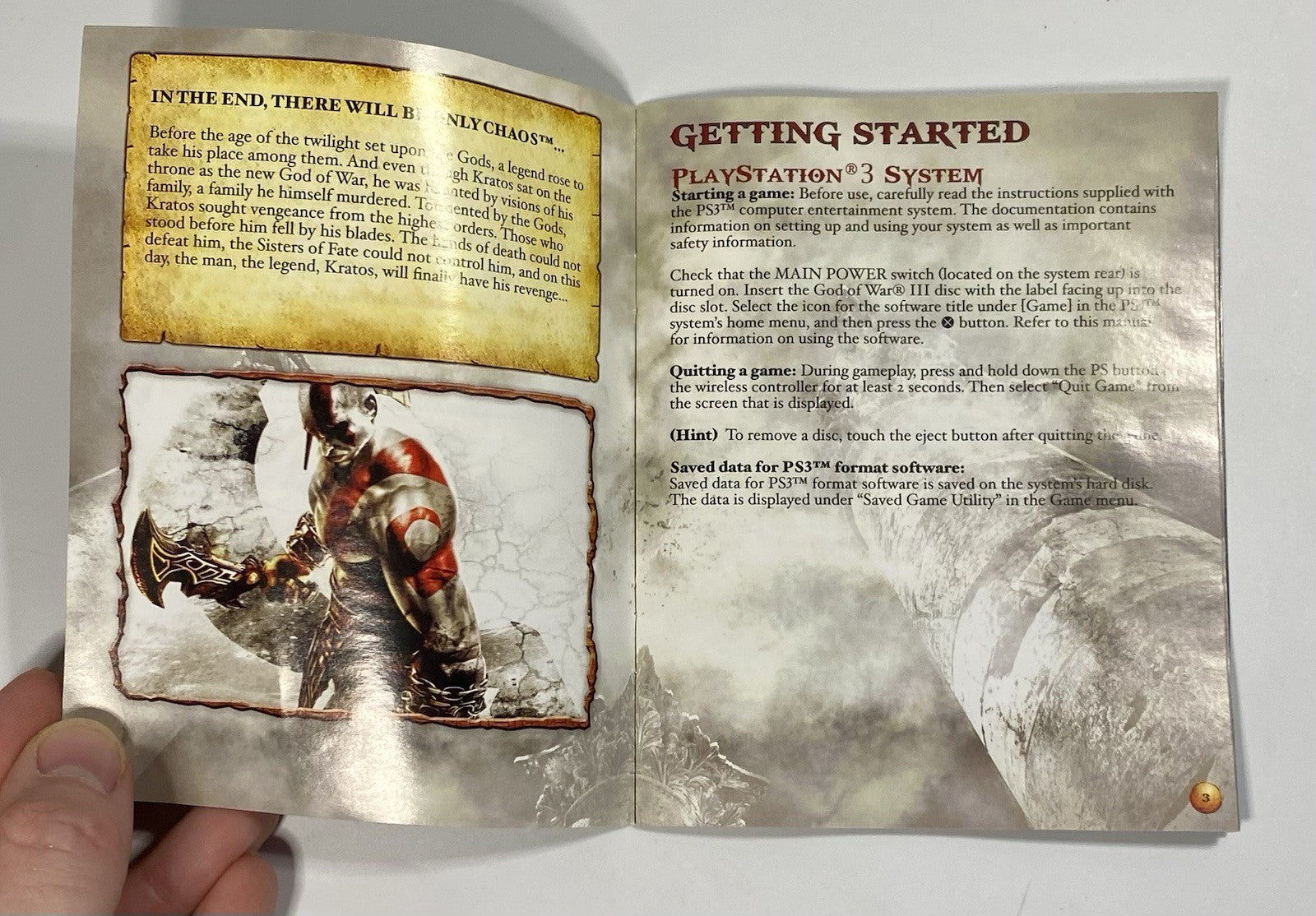 God Of War III 3 (Sony PlayStation 3, 2010) CIB Complete With Manual, Tested