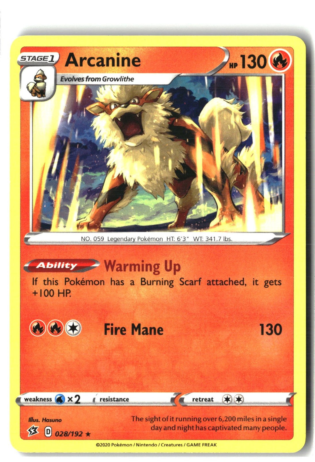 Arcanine (SWSH02: Rebel Clash 028/192) NM