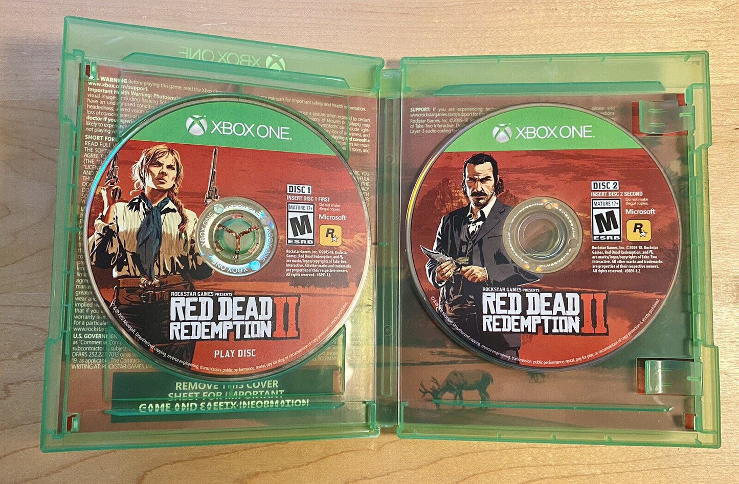 Red Dead Redemption II 2 (Xbox One, 2018) No Map