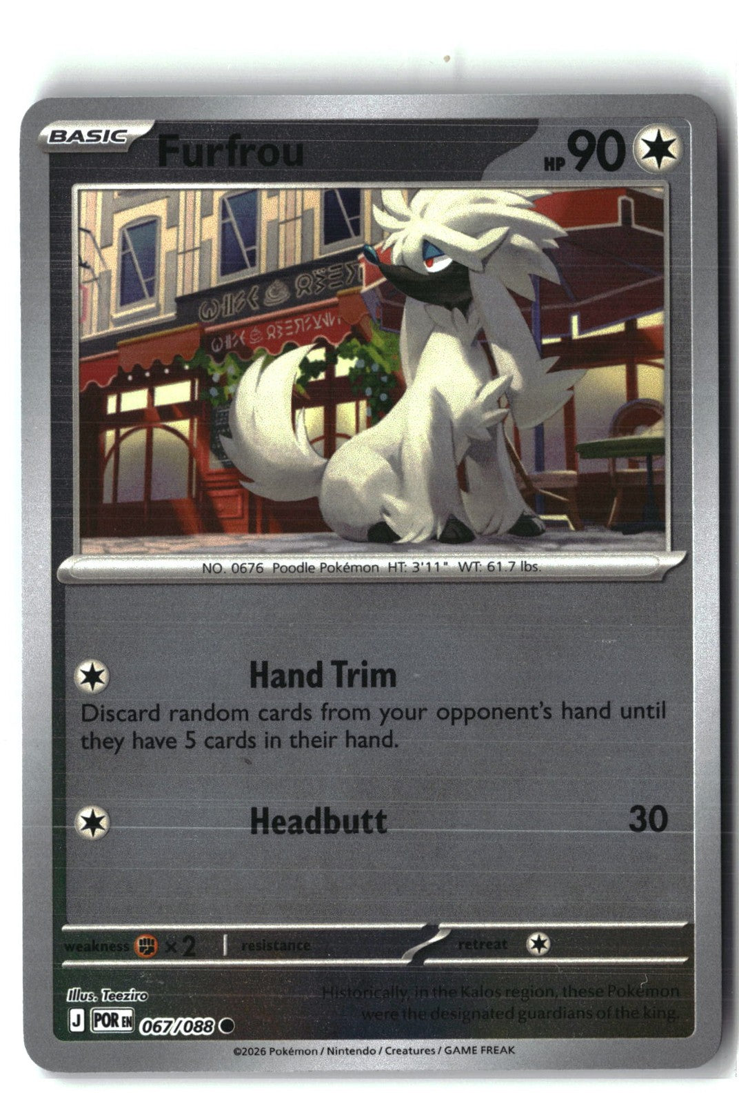 Furfrou Reverse Holofoil NM (Perfect Order 067/088)