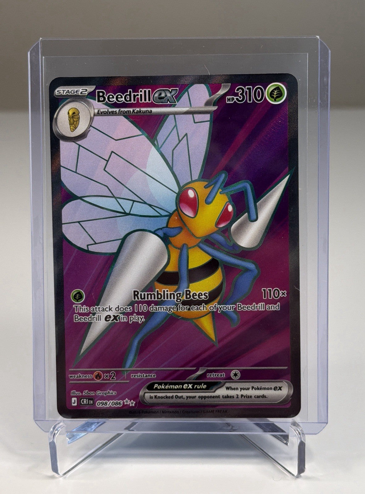 Beedrill ex 98/86 Full Art Ultra Rare Pokemon TCG Chaos Rising NM Near Mint