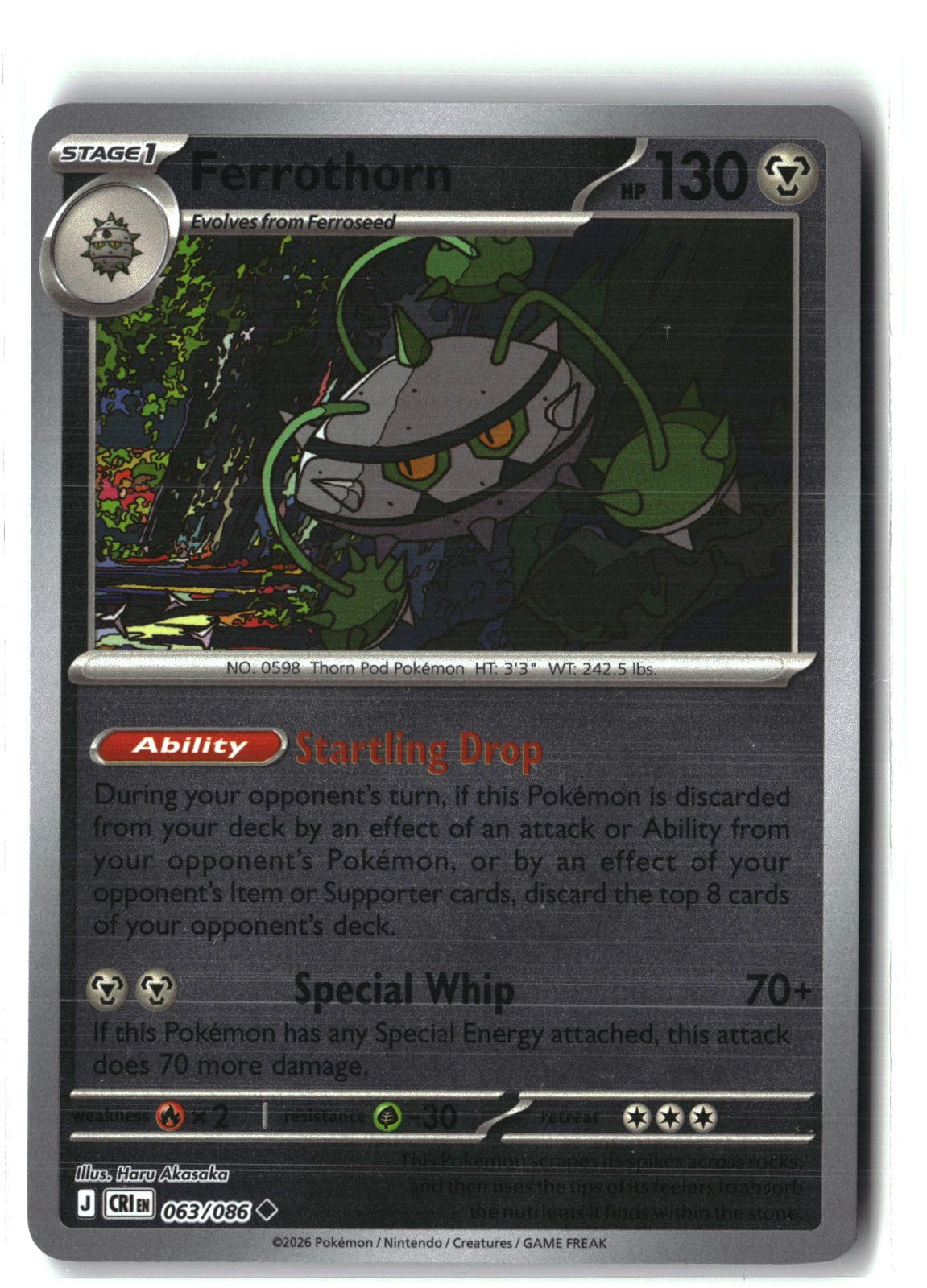Ferrothorn Reverse Holofoil NM (Chaos Rising 063/086)
