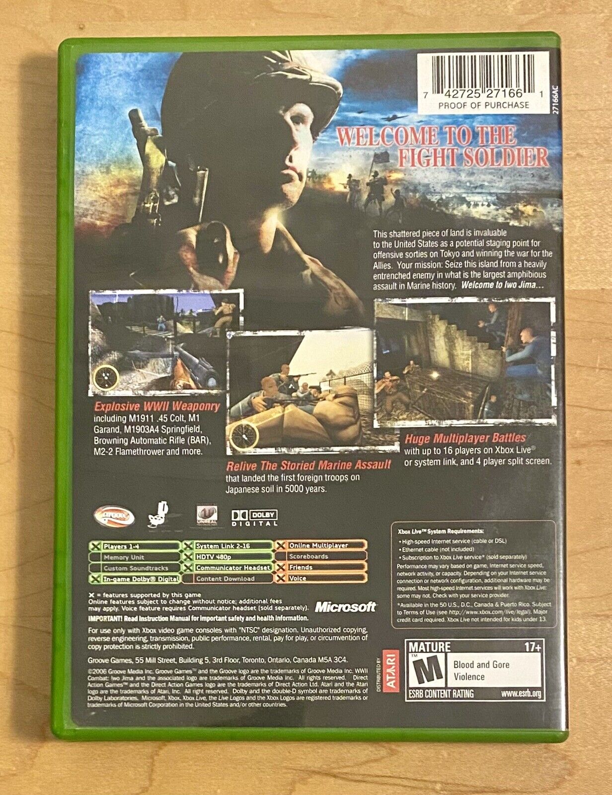 World War II Combat: Iwo Jima (Microsoft Xbox 2006) WW2 WWII, Authentic & Tested