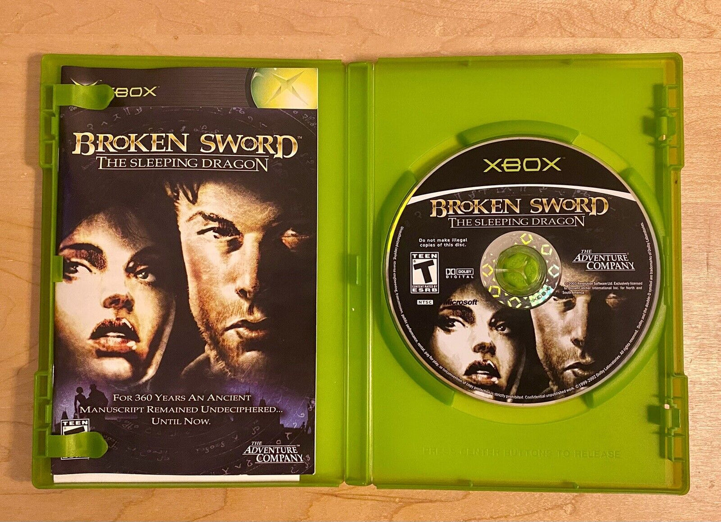 Broken Sword: The Sleeping Dragon (Microsoft Xbox 2003) CIB W/ Manual + Reg Card