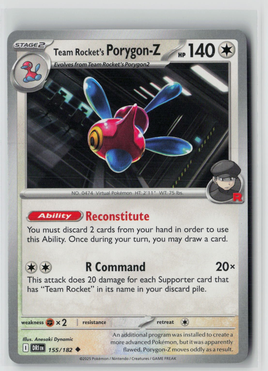 Team Rocket's Porygon-Z (Destined Rivals 155/182) NM