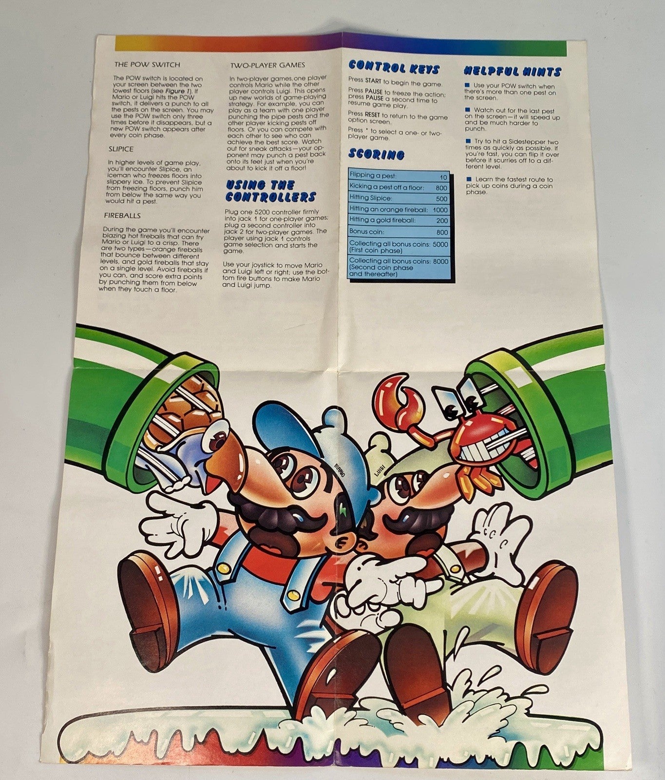 Mario Bros. (Atari 5200, 1983) Nintendo Cartridge And Manual, Tested & Works!