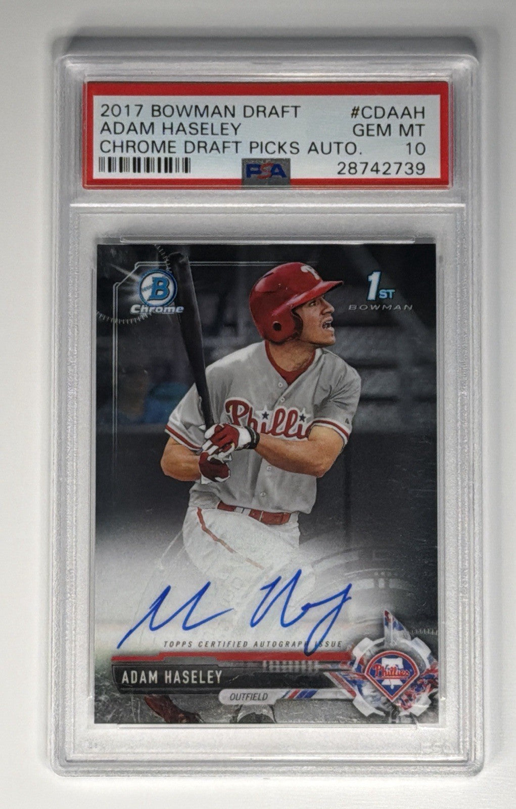 2017 Bowman Draft Adam Haseley /250 PSA 10 Gem MT Autograph Auto