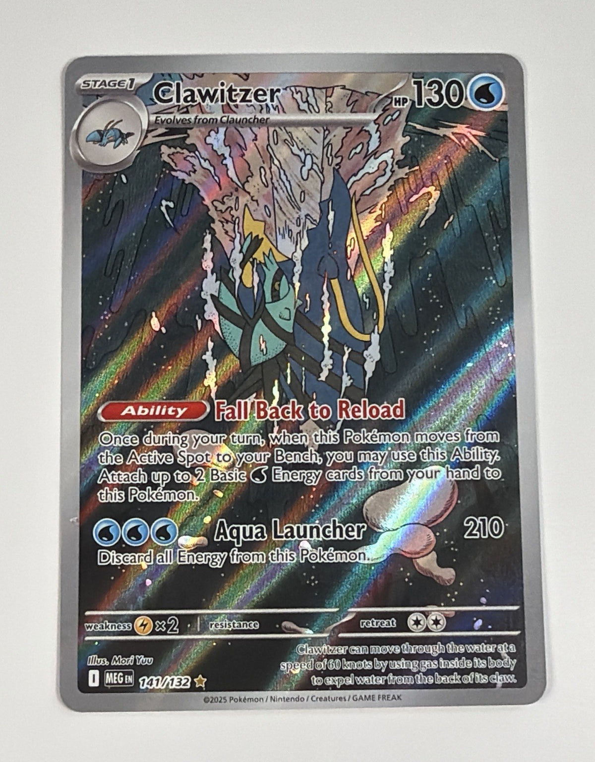 Clawitzer Holo Illustration Rare Mega Evolution 141/132 NM Near Mint Pokemon TCG