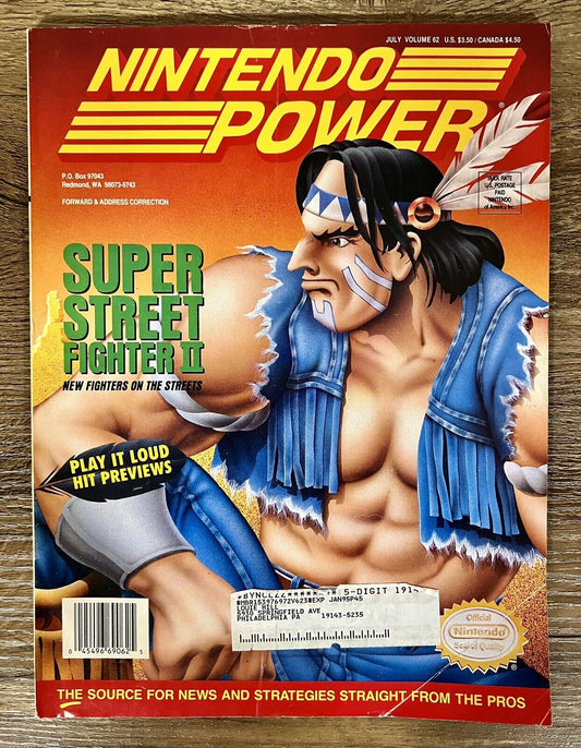 1994 Nintendo Power Magazine Volume 62 Super Street Fighter II w/ Poster