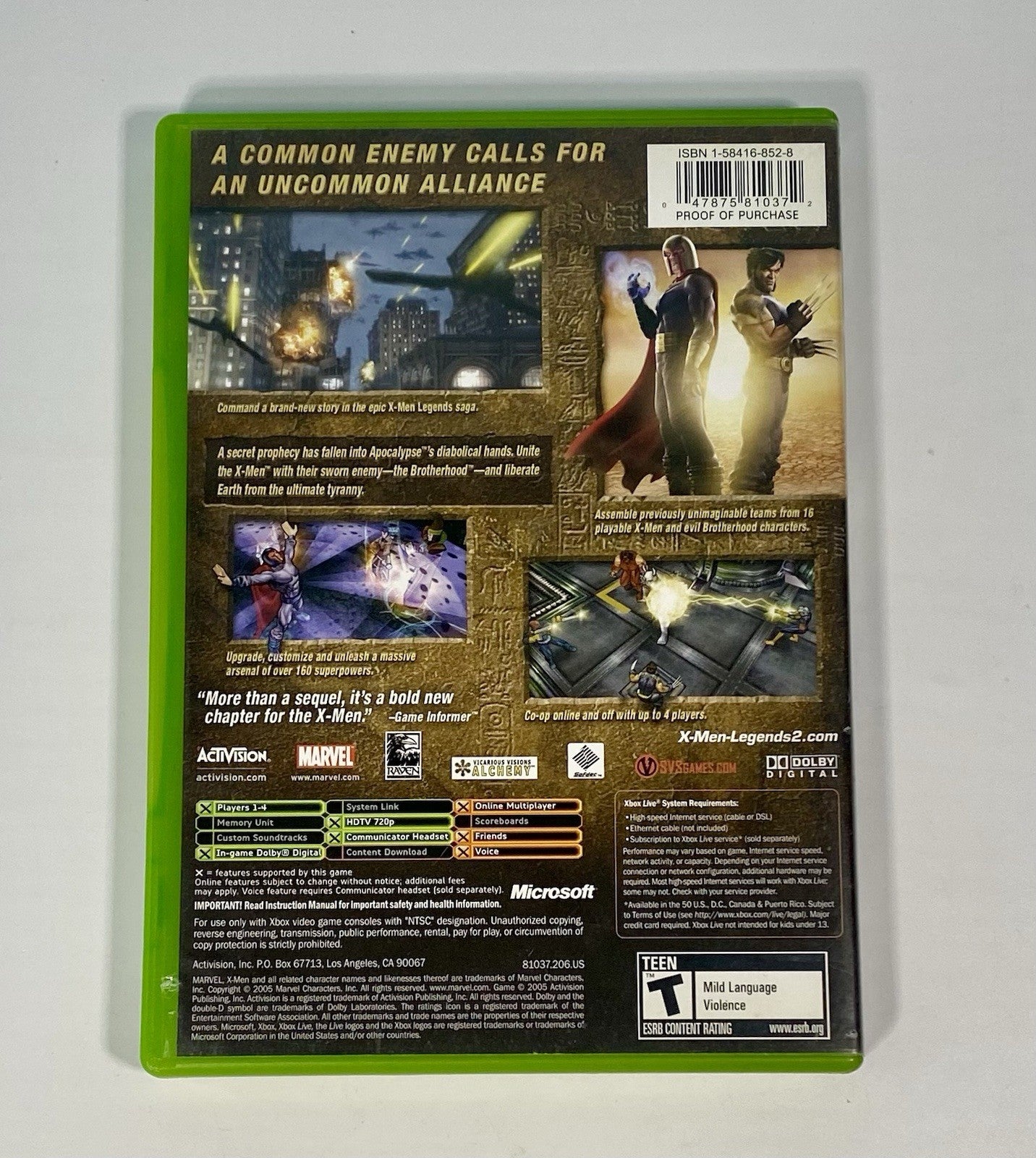 X-Men Legends 2 II: Rise of Apocalypse (Xbox, 2005) Complete CIB Tested Working