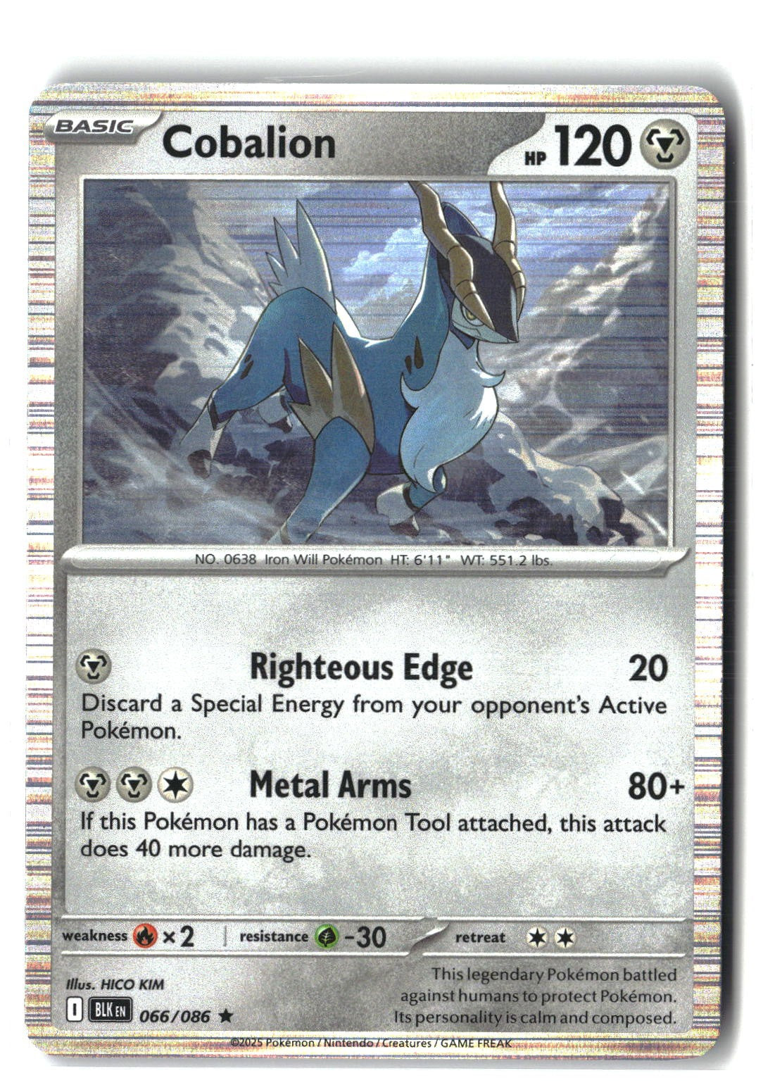 Cobalion Holofoil NM (SV: Black Bolt 066/086)