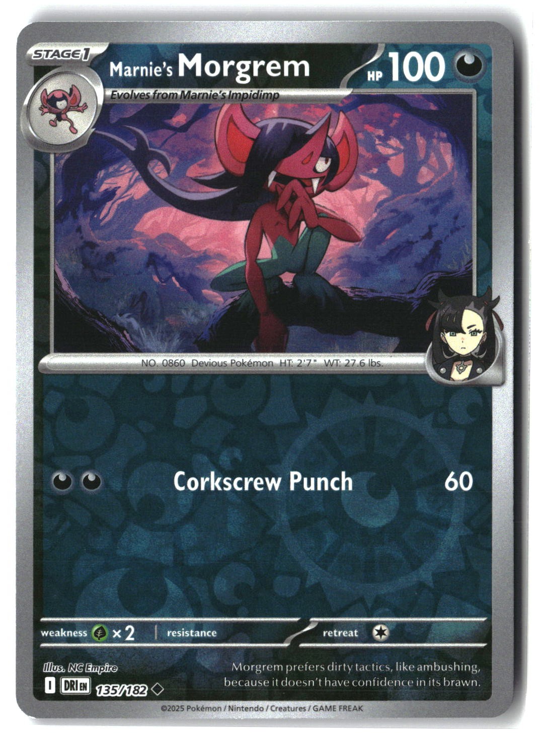 Marnie's Morgrem Reverse Holofoil NM (Destined Rivals 135/182)