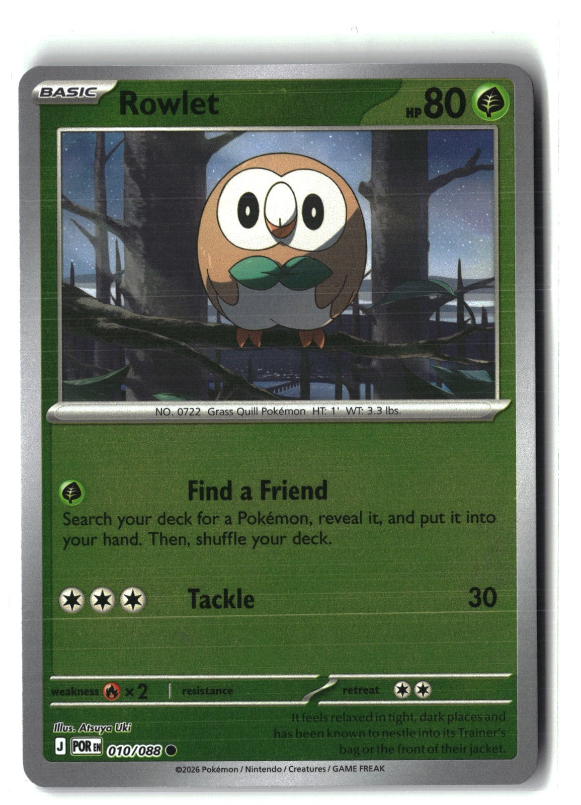 Rowlet Reverse Holofoil NM (Perfect Order 010/088)