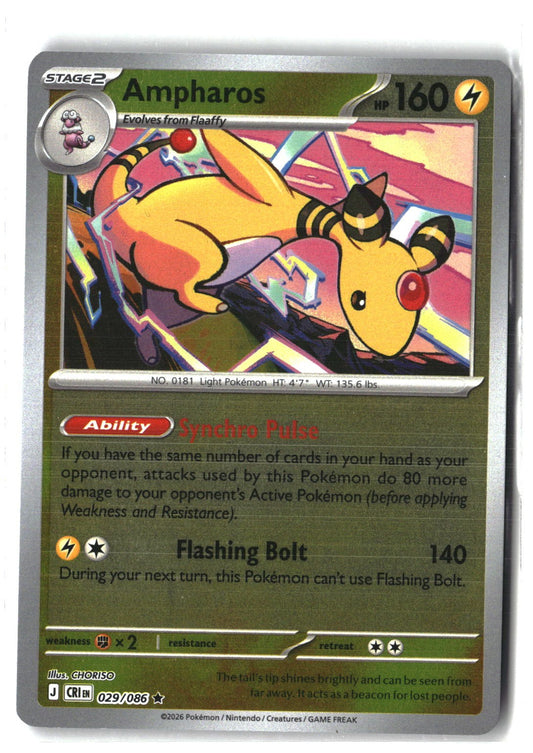 Ampharos Reverse Holofoil NM (Chaos Rising 029/086)