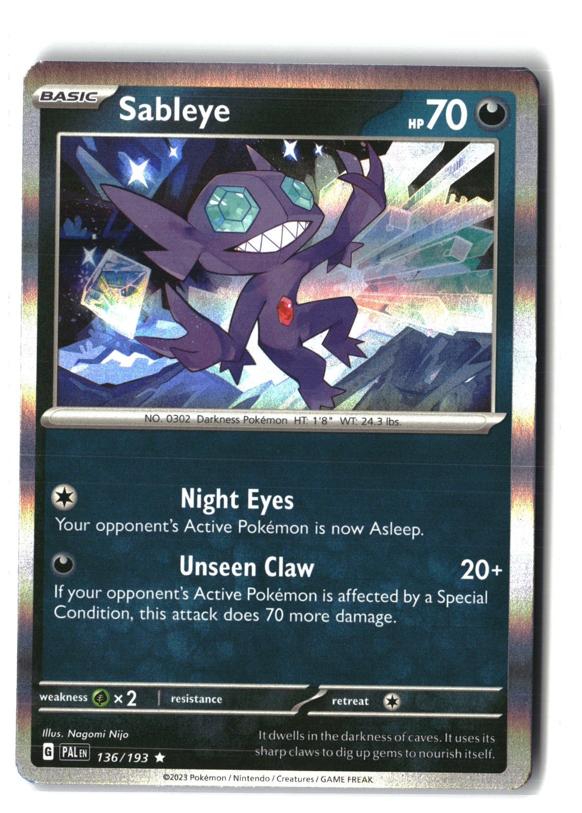 Sableye Holofoil NM (Paldea Evolved 136/193)