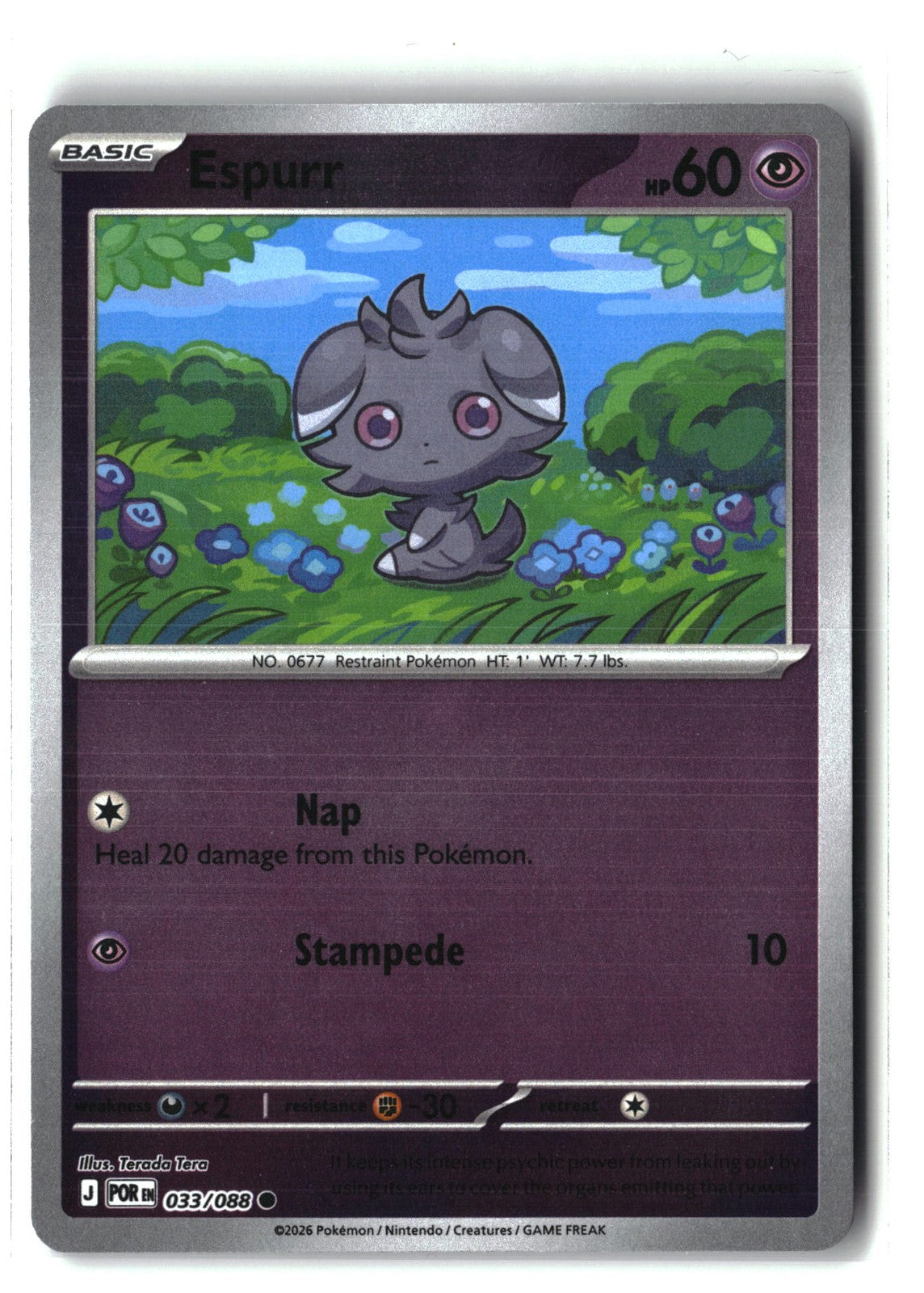 Espurr Reverse Holofoil NM (Perfect Order 033/088)