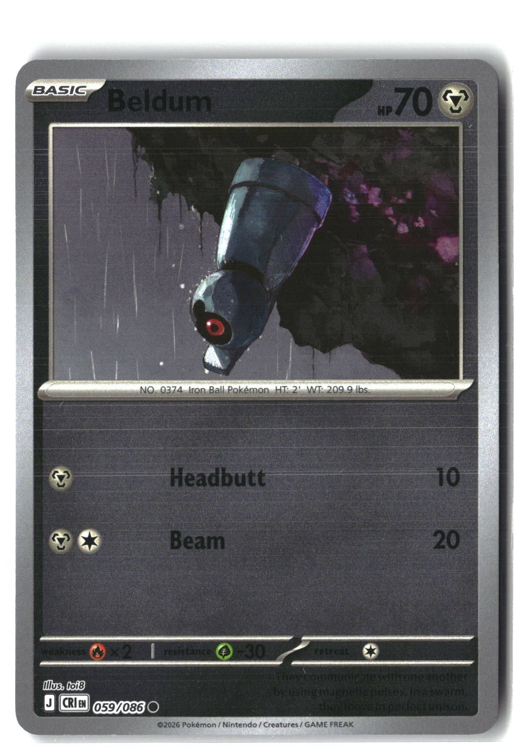 Beldum Reverse Holofoil NM (Chaos Rising 059/086)