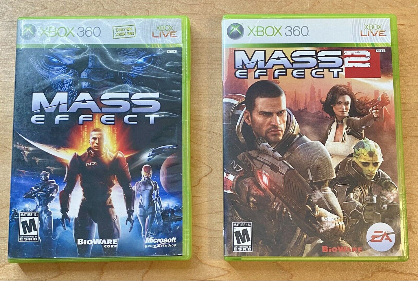 Mass Effect  1 & 2 (Microsoft Xbox 360, 2007 & 2010) Authentic & Tested