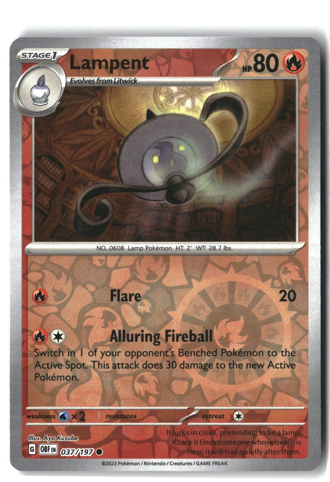 Lampent Reverse Holofoil NM (Obsidian Flames 037/197)