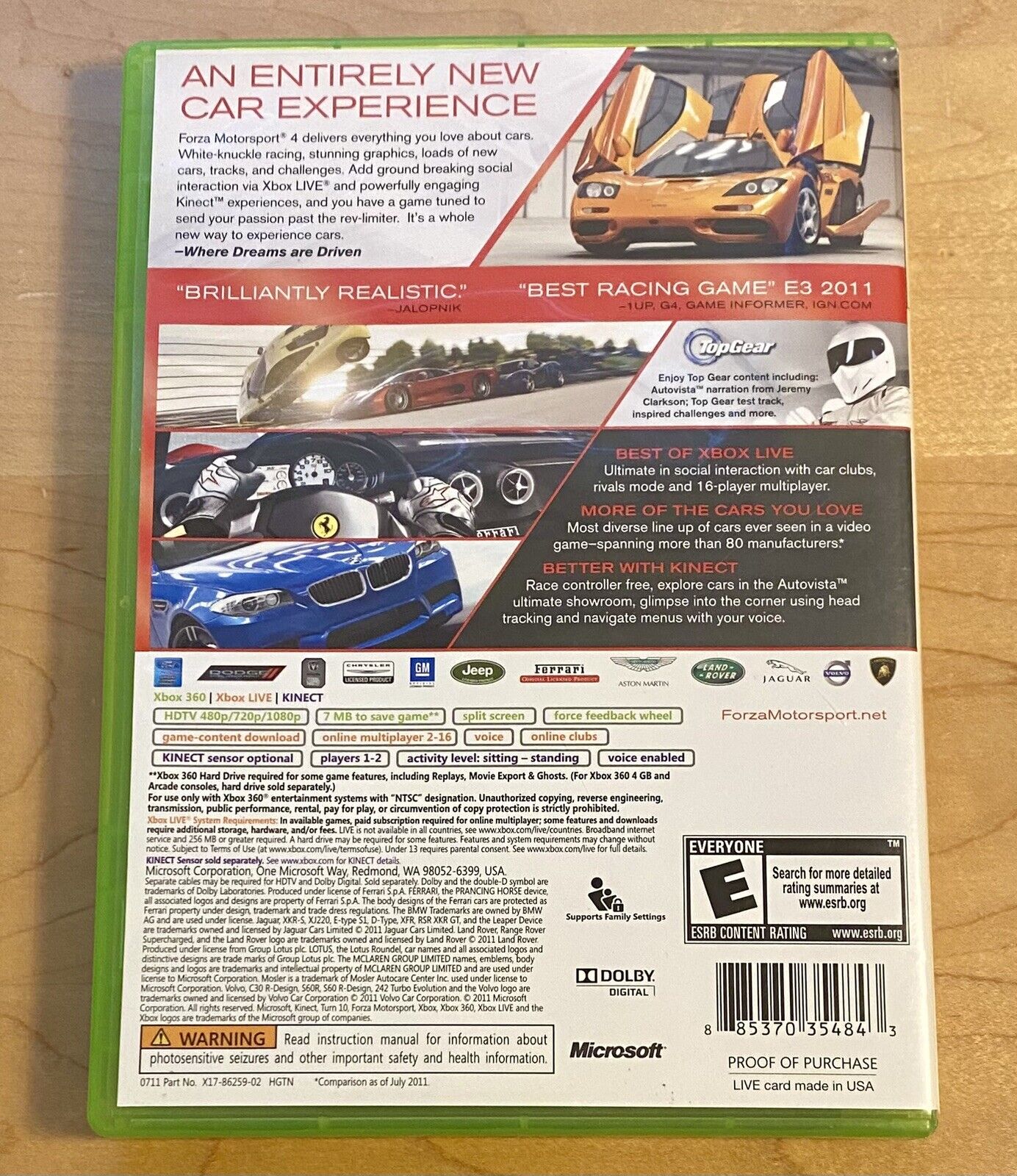 Forza Motorsport 4 (Microsoft Xbox 360, 2011) CIB W/ Manual & Insert, Tested