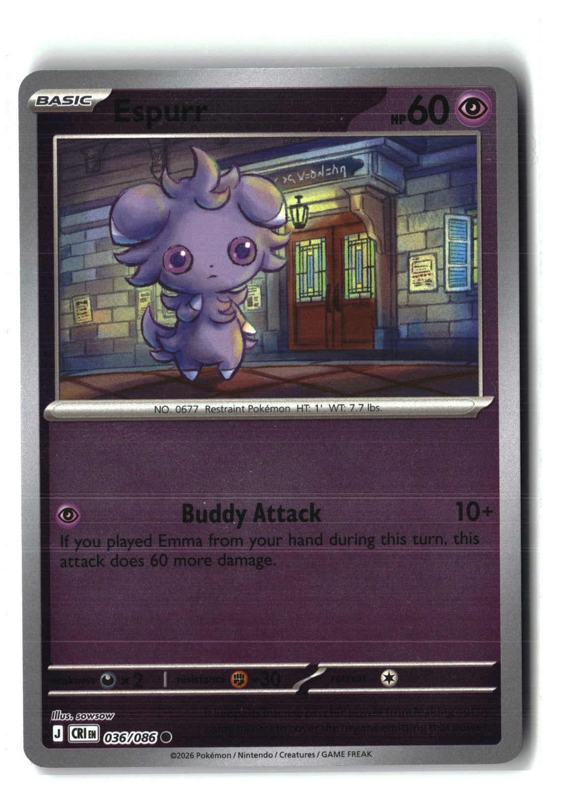 Espurr Reverse Holofoil NM (Chaos Rising 036/086)