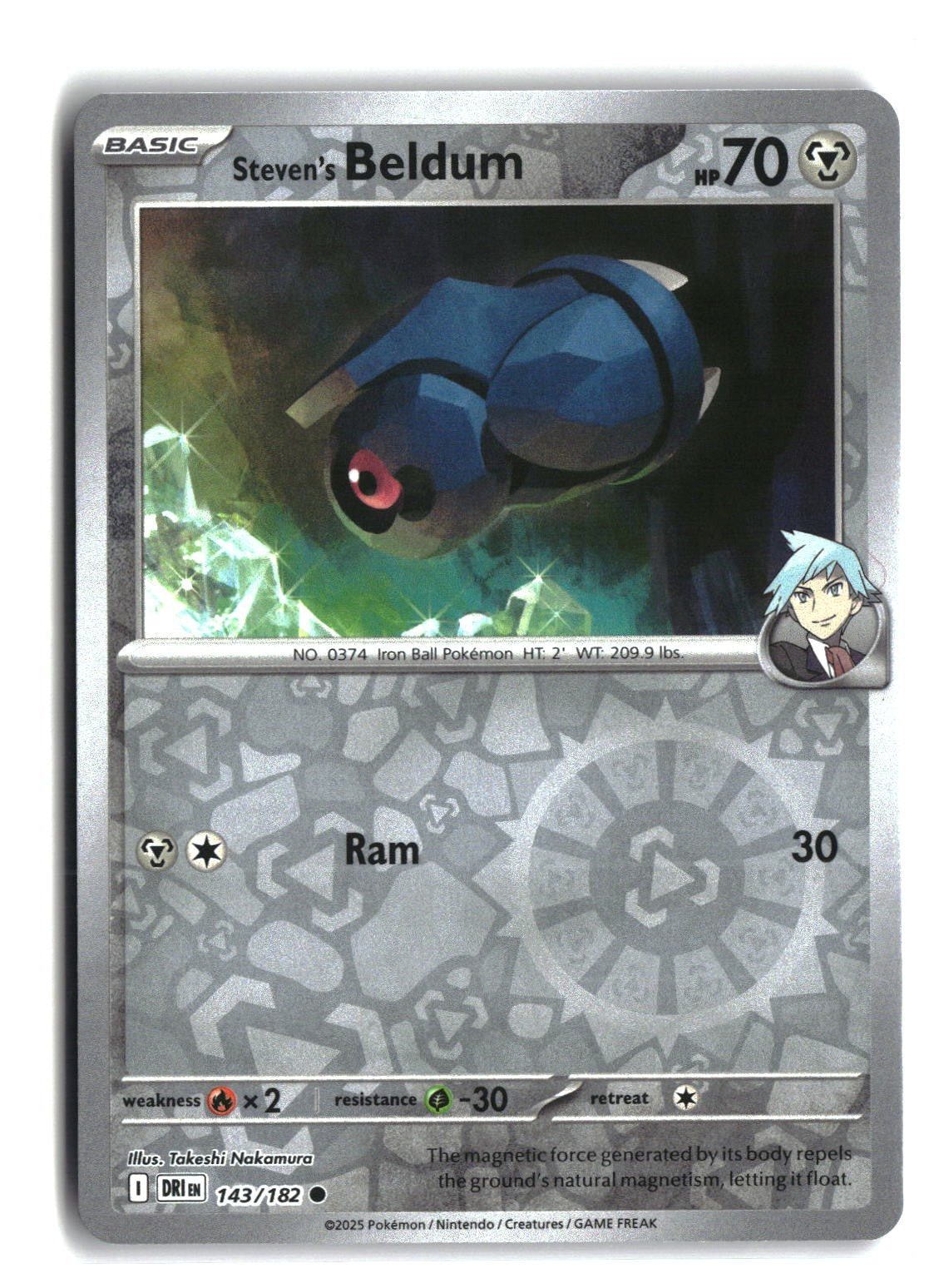 Steven's Beldum Reverse Holofoil NM (Destined Rivals 143/182)