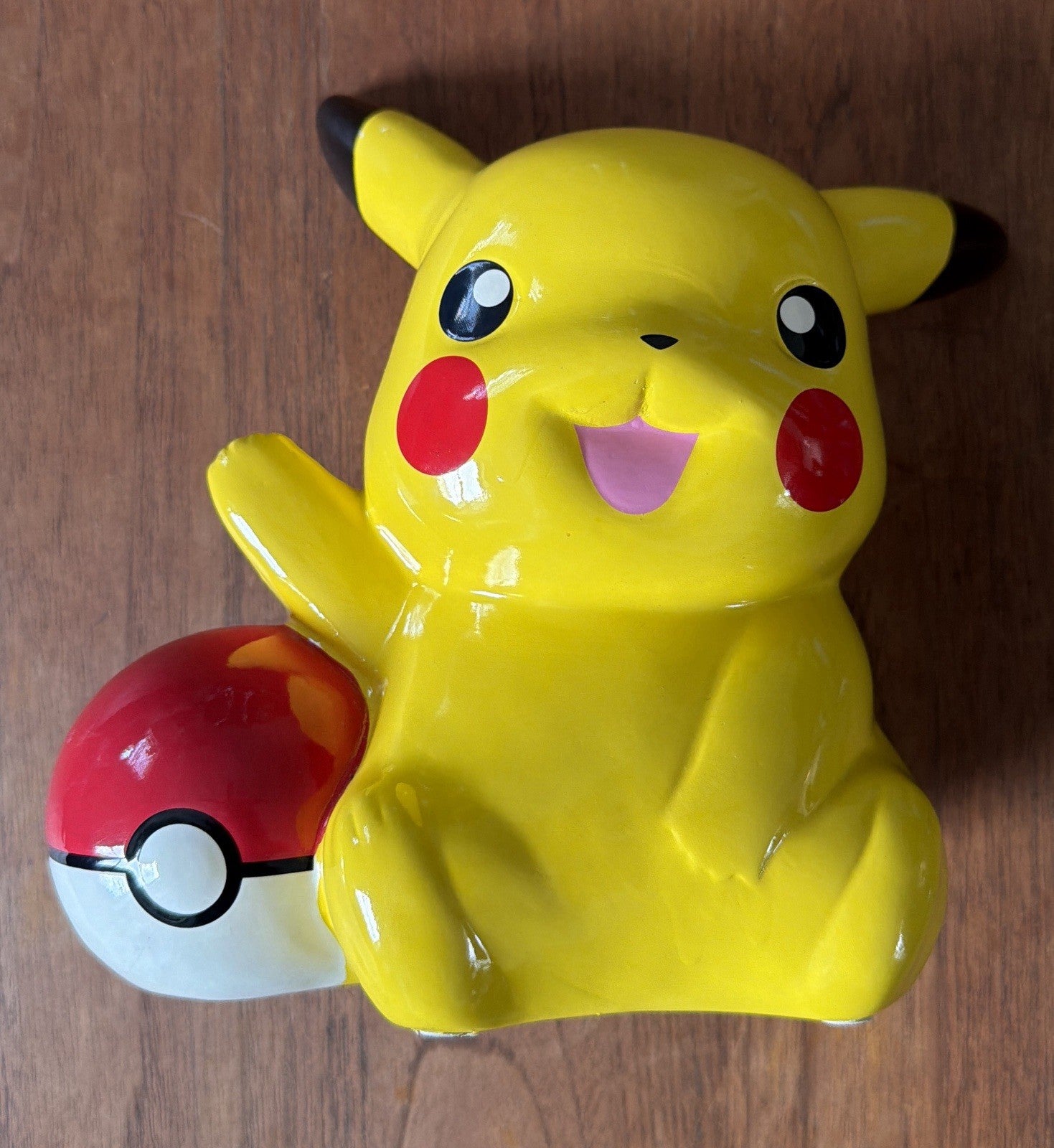 Pokemon Pikachu with Poke Ball Nintendo 2015 Ceramic Coin Money Piggy Bank 9”