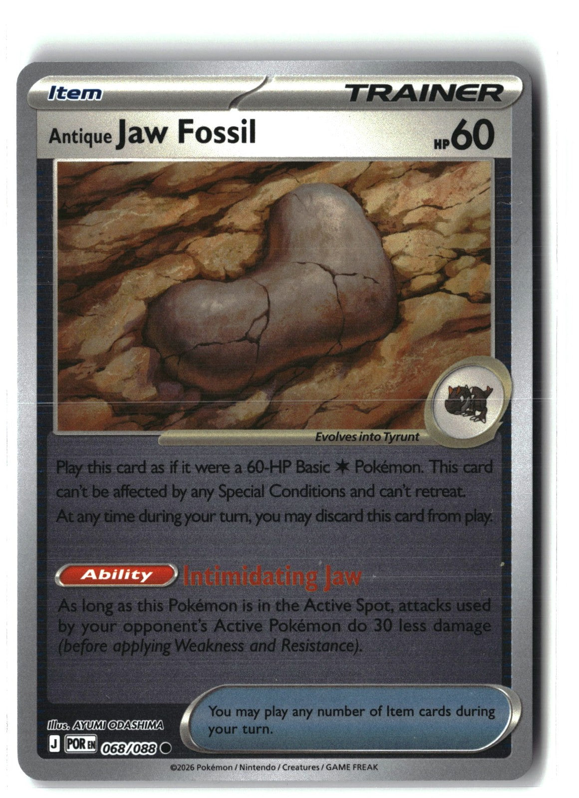 Antique Jaw Fossil Reverse Holofoil NM (Perfect Order 068/088)