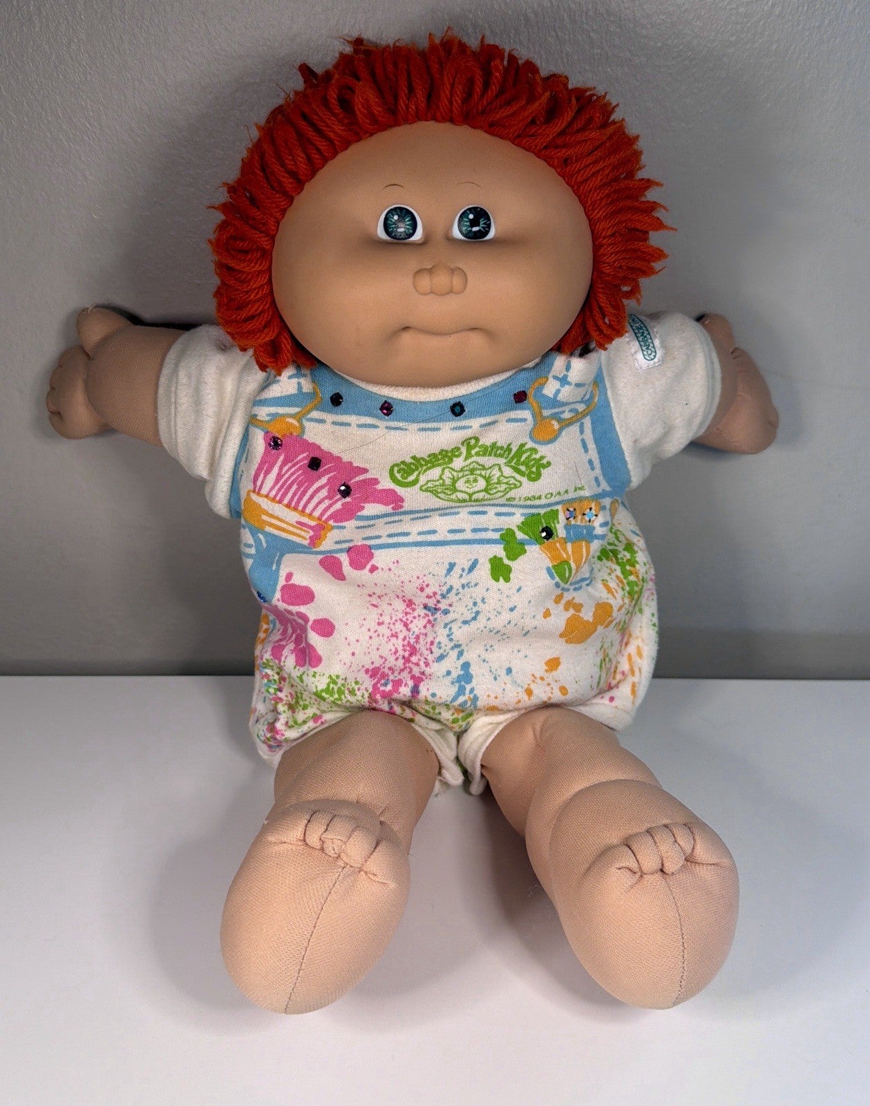Cabbage Patch Doll 1978 1982 Xavier Roberts Green Eyes & Red Hair, One Piece Pjs
