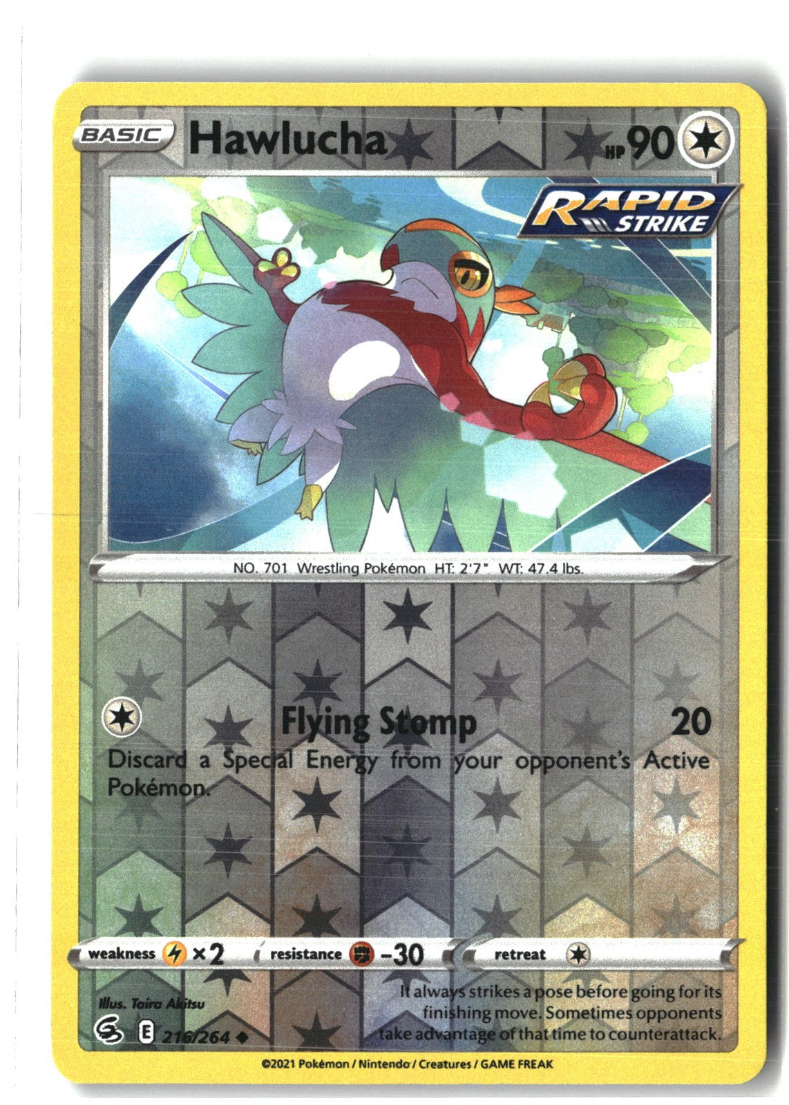 Hawlucha Reverse Holofoil NM (SWSH08: Fusion Strike 216/264)