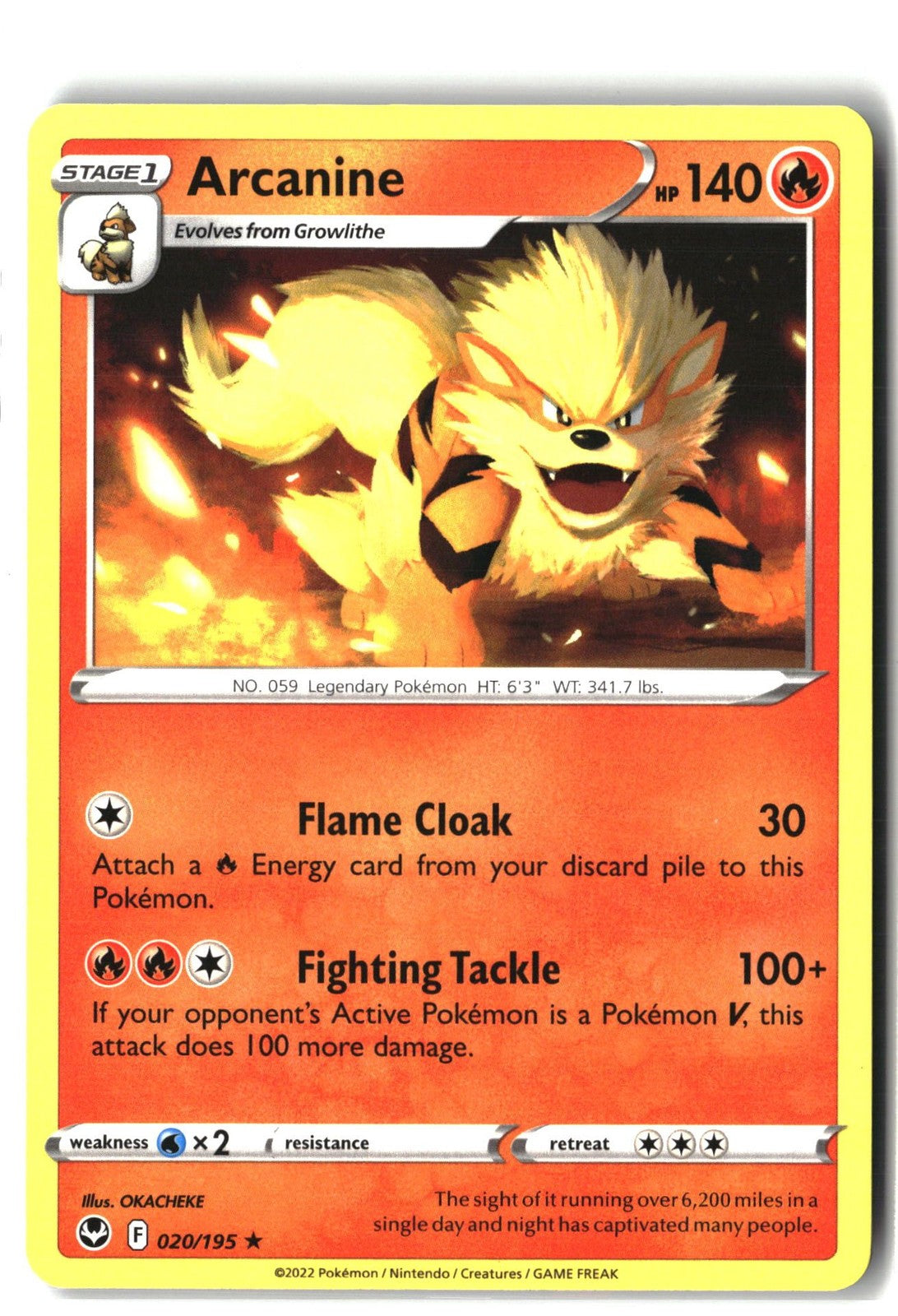 Arcanine (SWSH12: Silver Tempest 020/195) NM