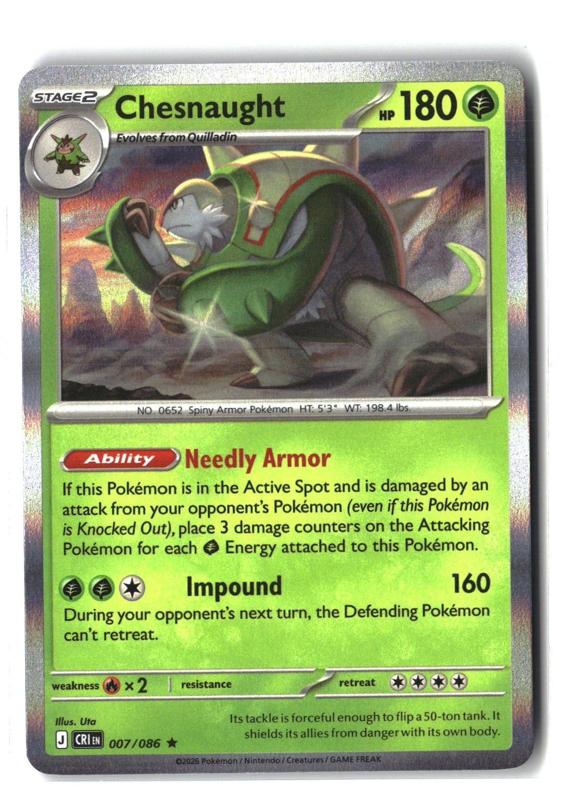 Chesnaught Holofoil NM (Chaos Rising 007/086)