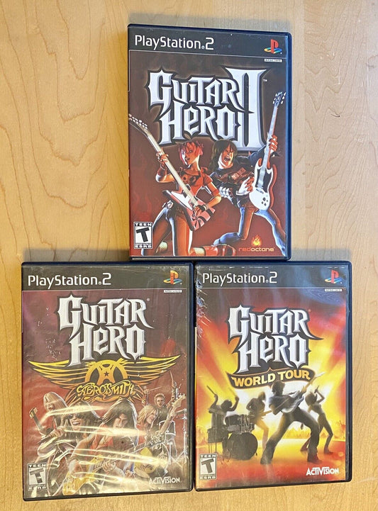 Guitar Hero II 2, Aerosmith & World Tour Bundle (PlayStation 2) PS2 All Tested