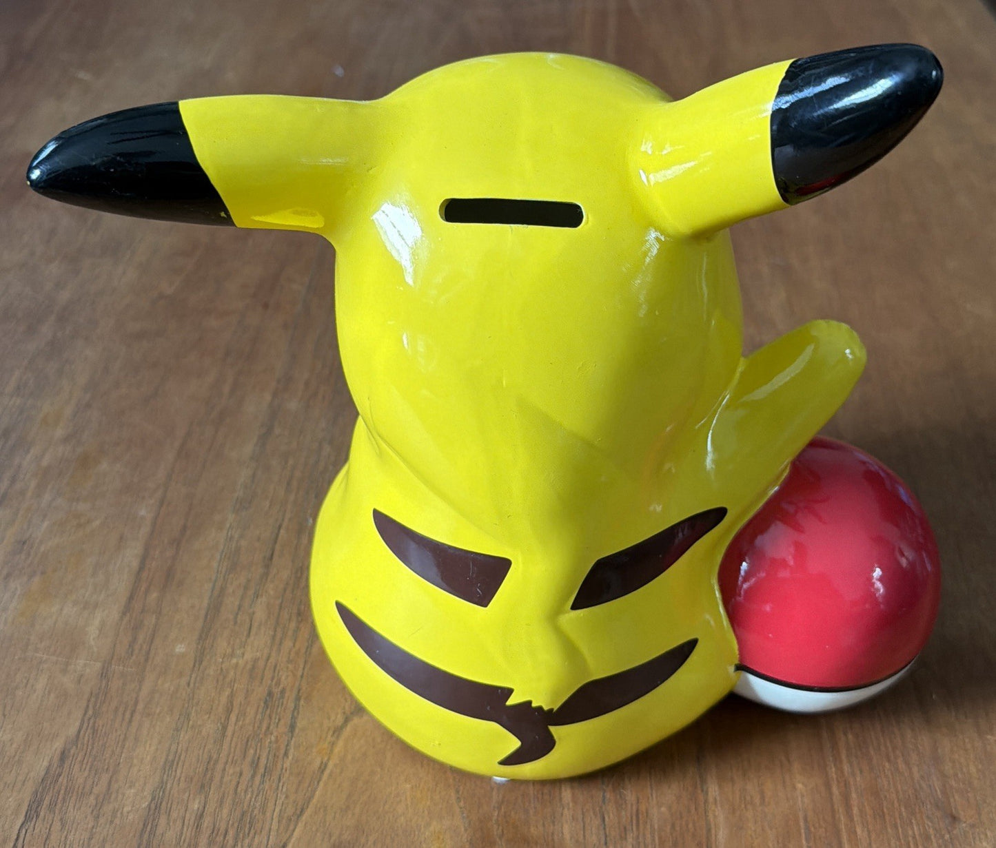 Pokemon Pikachu with Poke Ball Nintendo 2015 Ceramic Coin Money Piggy Bank 9”