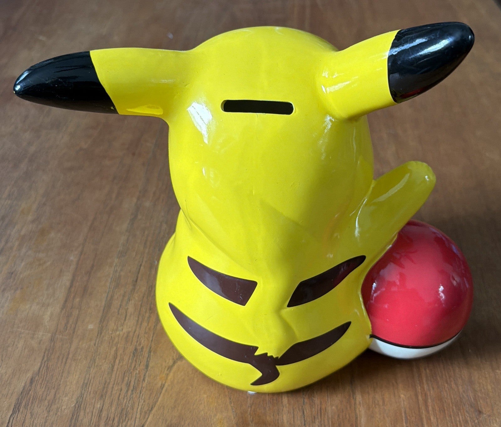 Pokemon Pikachu with Poke Ball Nintendo 2015 Ceramic Coin Money Piggy Bank 9”