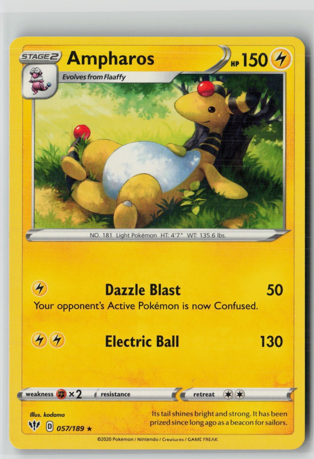 Ampharos (SWSH03: Darkness Ablaze 057/189) NM