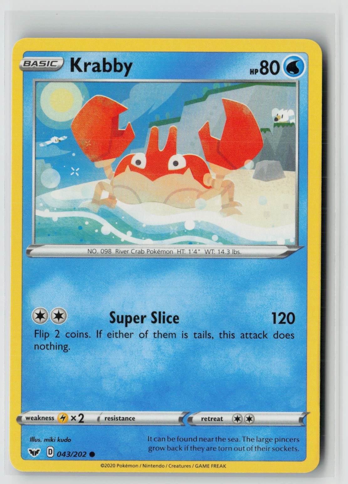 Krabby (043) (SWSH01: Sword & Shield Base Set 043/202) NM
