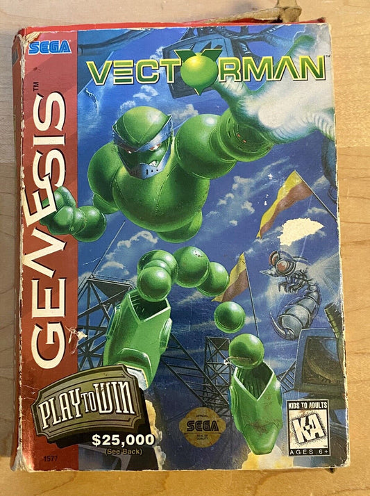 Vectorman (Sega Genesis, 1995) In Box, No Manual, Authentic, Tested, & Works