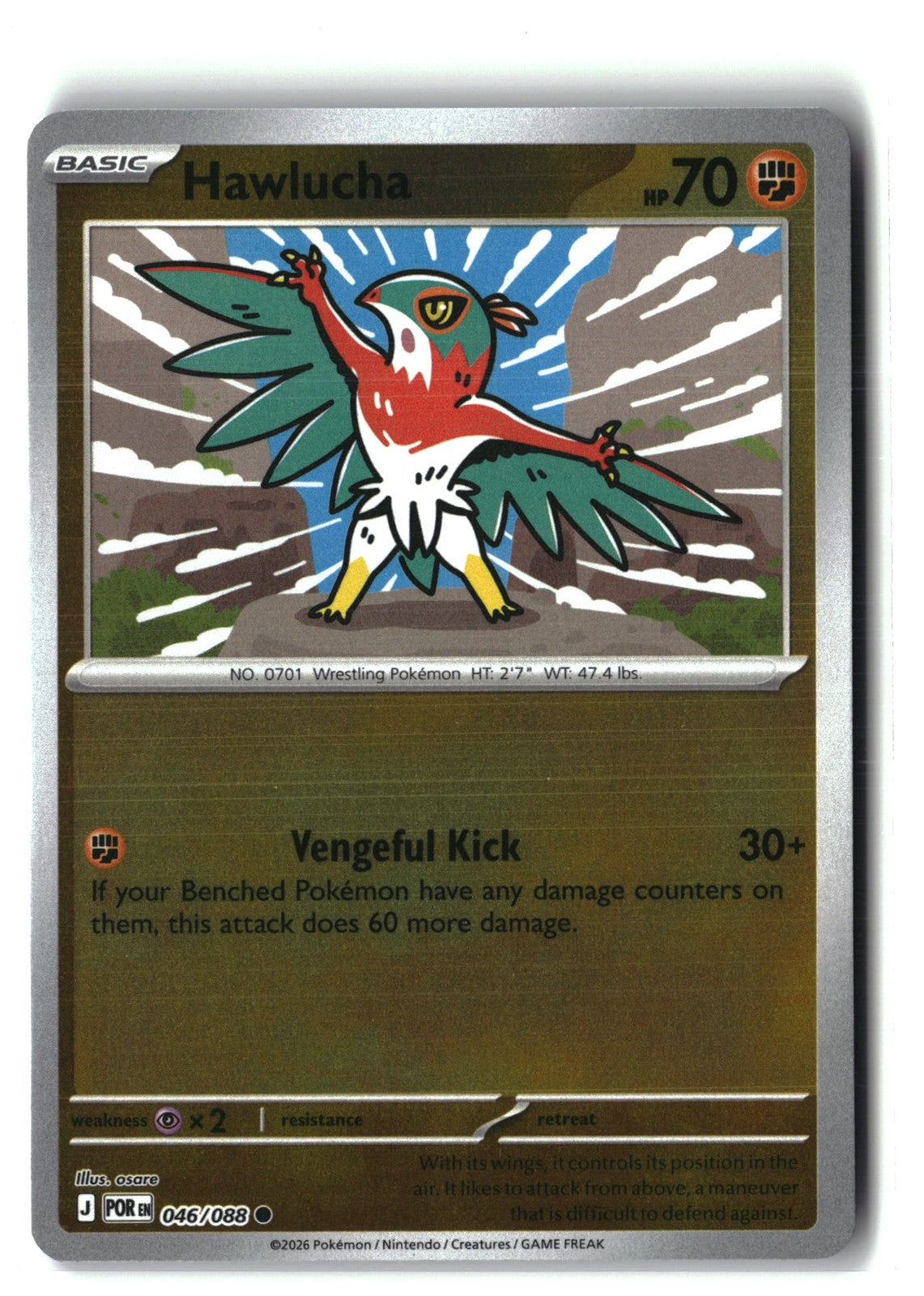 Hawlucha Reverse Holofoil NM (Perfect Order 046/088)
