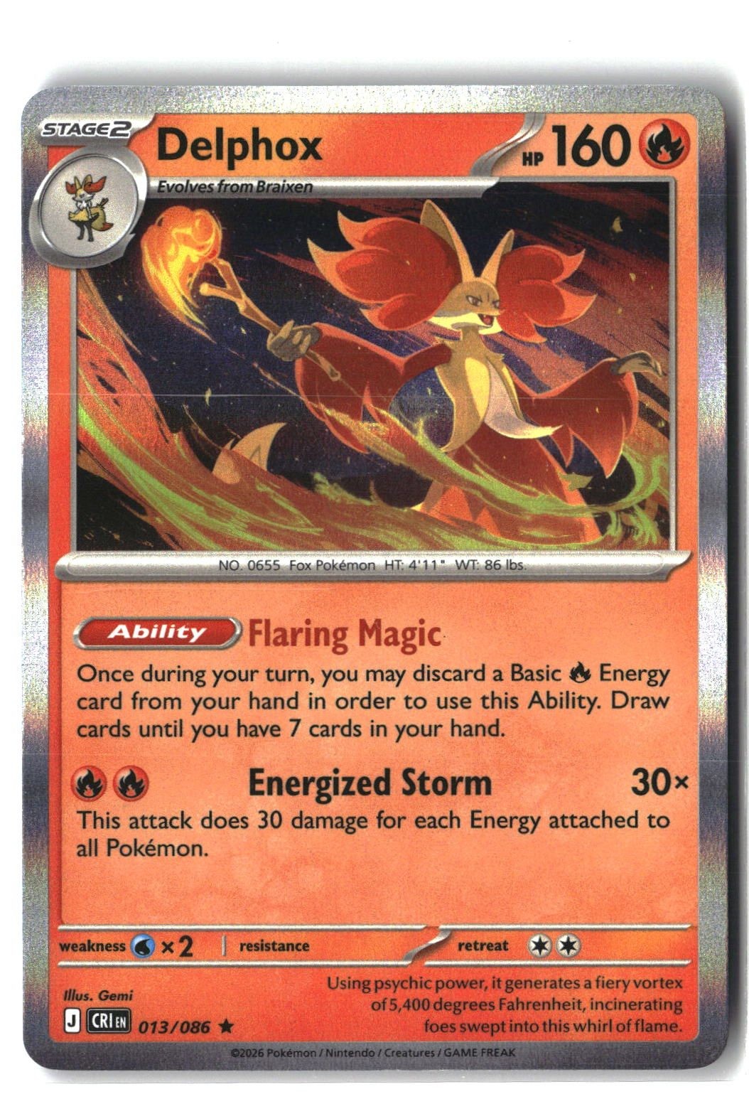 Delphox Holofoil NM (Chaos Rising 013/086)
