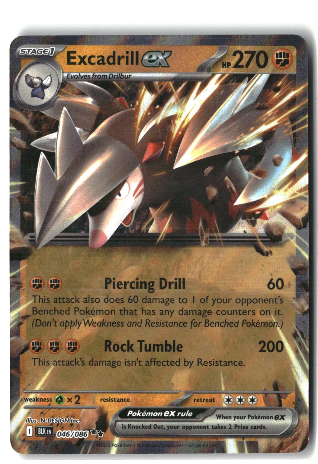 Excadrill ex Holofoil NM (SV: Black Bolt 046/086)