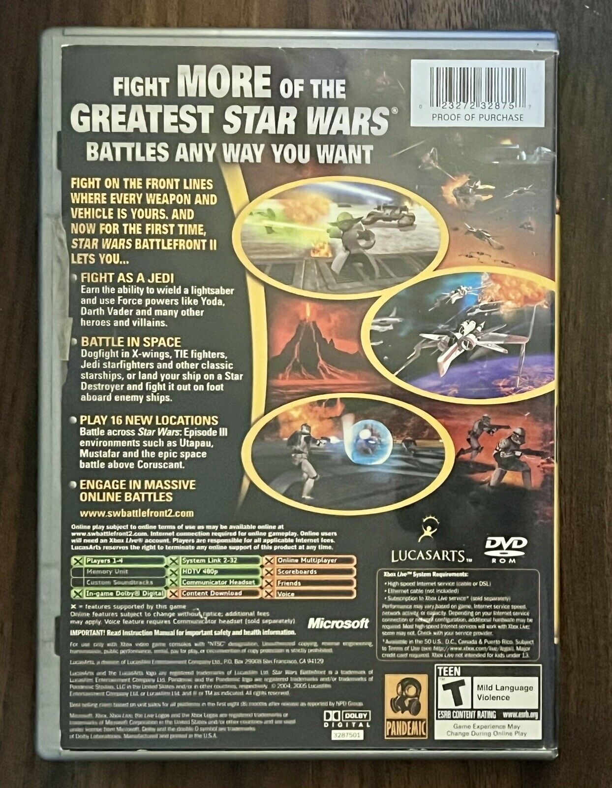 Star Wars: Battlefront II (Microsoft Xbox, 2005) Complete with Manual CIB