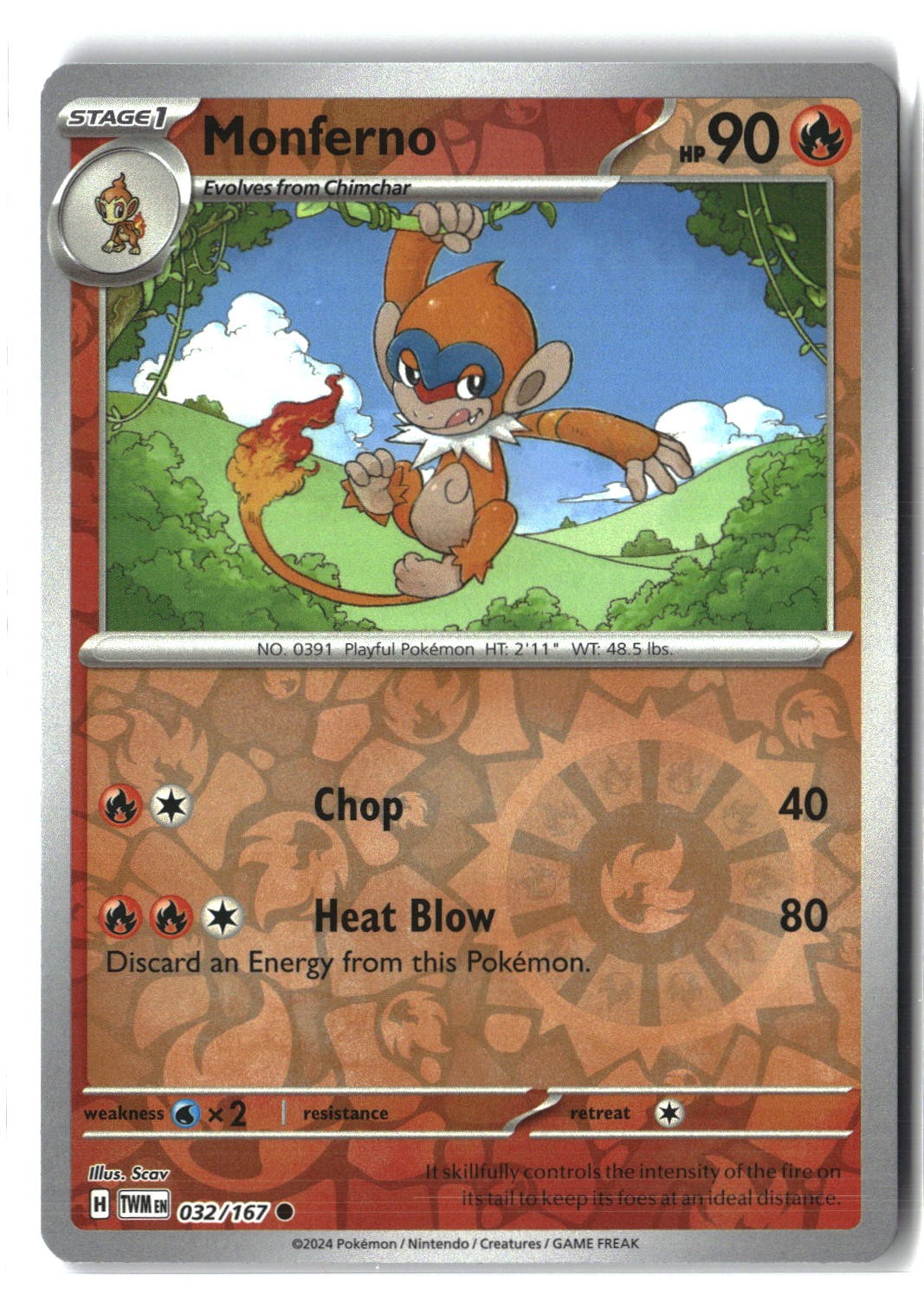 Monferno Reverse Holofoil NM (Twilight Masquerade 032/167)