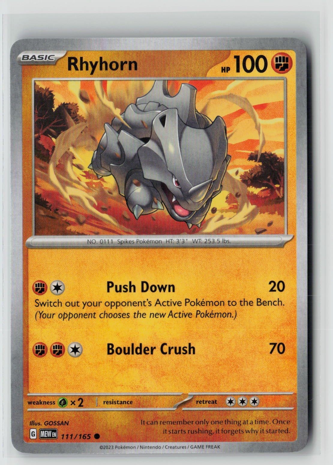 Rhyhorn (SV: Scarlet & Violet 151 111/165) NM
