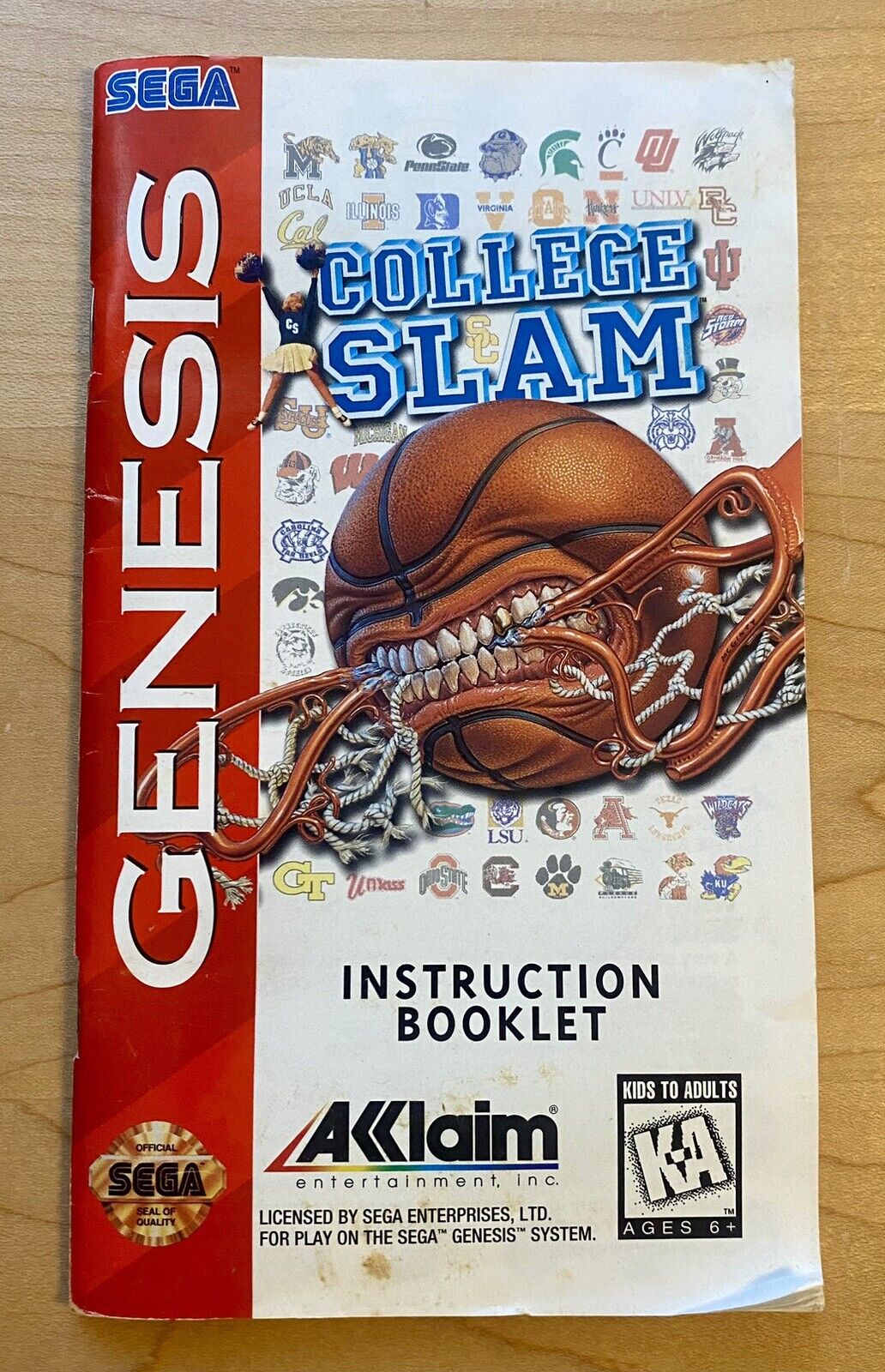 College Slam Basketball (Sega Genesis, 1996) CIB W/ Manual, Authentic & Tested