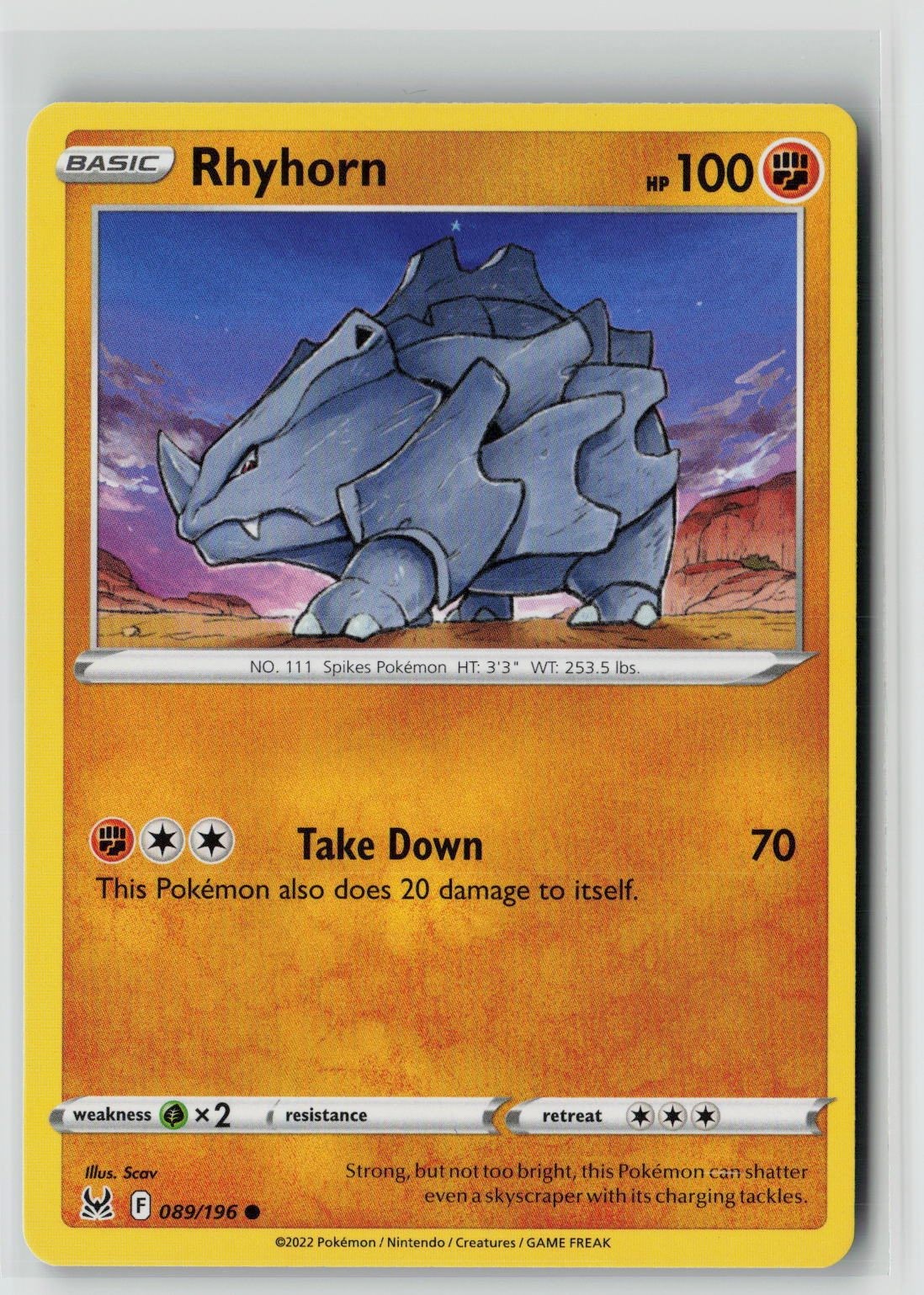 Rhyhorn (SWSH11: Lost Origin 089/196) NM