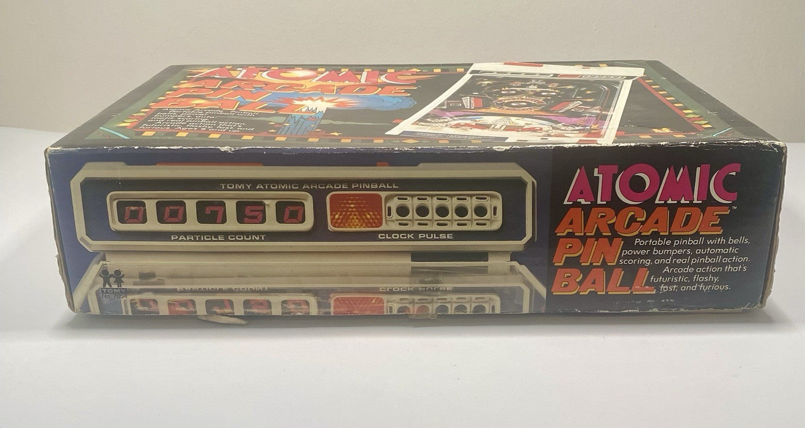 Vintage 1979 TOMY Atomic Arcade Tabletop Pinball Machine In Box, Needs Repair